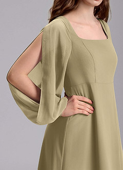 Azazie Bondi Junior Moss Green A-Line Blouson Chiffon Dress image8