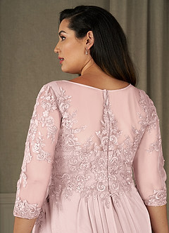 Azazie Calanthe Final Sale Blushing Pink A-Line Scoop Chiffon Dress image10