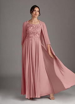 Azazie Kana Final Sale Dusty Rose A-Line Scoop lace Chiffon Dress image1
