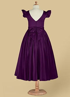 Azazie Violeta vestidos de niña de las flores Vestido de Uva de Satin Mate de Princesa con Lazo image11