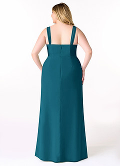Azazie Denice Bridesmaid Dresses Ink Blue Sheath Pleated Chiffon Dress image10