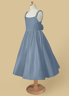 Azazie Cutie Pie Flower Girl Dresses Dusty Blue A-Line Pleated Matte Satin Dress image6