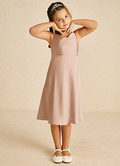 Azazie Zuzu Flower Girl Dresses English Rose A-Line Spaghetti Strap Stretch Satin Dress image1
