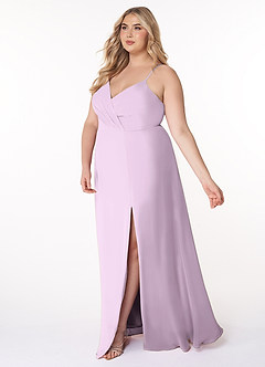 Azazie Everleigh Abiti da Damigella Abito A-Line in Chiffon con Scollo a Cuore a Pieghe Lilla Glassato image11
