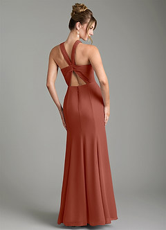 Azazie Rue Bridesmaid Dresses Auburn A-Line Halter Chiffon Dress image2