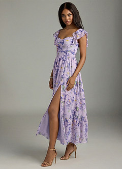 Azazie Anaya Bridesmaid Dresses Lilac Bloom A-Line Sweetheart Neckline Chiffon Dress image4