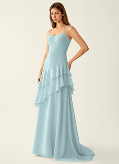Fiorella Nebel Chiffon-Abendkleid mit Rüschen in A-Linie image3