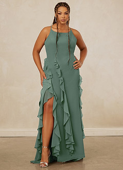Christian Siriano Bridal for Azazie 1006 Bridesmaid Dresses Eucalyptus Mermaid Ruched Chiffon Dress image8