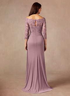 Azazie Rhonda Mother of the Bride Dresses Dusty Rose Mermaid Off the Shoulder Mesh Dress image2
