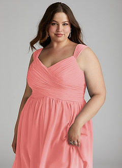 Azazie Angie Brautjungfernkleider A-Linie Korsett Chiffon Kleid Koralle image16