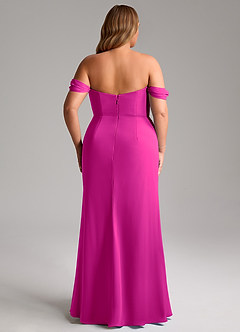Azazie Saige Vestidos de damas de honor Vestido de Fucsia de Gasa de Corte en A Convertible con Vestidos sin tirantes image15