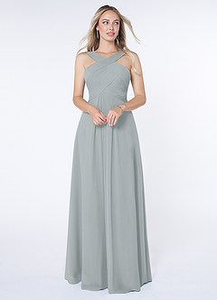 Azazie Kaleigh Bridesmaid Dresses Dolphin Grey A-Line Pleated Chiffon Dress image1
