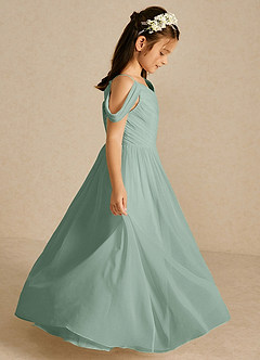 Azazie Chelle Final Sale Agave A-Line Pleated Chiffon Dress image4