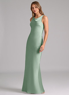 Azazie Allettie Bridesmaid Dresses Agave Mermaid Stretch Satin Dress image4