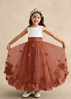 Azazie Vi Flower Girl Dresses Auburn A-Line Sleeveless Tulle Dress image5