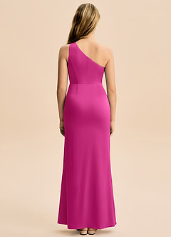 Azazie Akilah Junior Etui Plissee Stretch-Satin Kleid Fuchsia image6