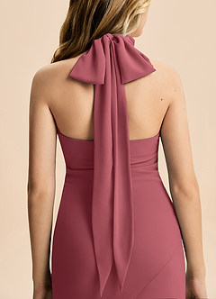 Azazie Velli Junior Meerjungfrau-Linie Hoher Kragen Chiffon Kleid Merlot image6