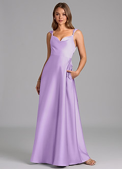 Azazie Beatrice 신부 들러리 드레스 A라인 스윗하트 네크라인 스트레치 새틴 바닥 길이 드레스 image4