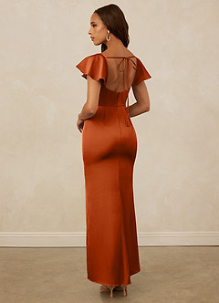 Christian Siriano Bridal for Azazie 1005 Bridesmaid Dresses Burnt Orange Sheath Sweetheart Neckline Stretch Satin Dress image3