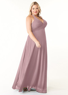 Azazie Tessie Bridesmaid Dresses Dusty Rose A-Line V-Neck Pleated Chiffon Dress image8