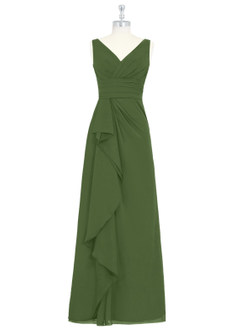 Azazie Julianna Brautjungfernkleider A-Linie Chiffon Kleid Olivgrün image6