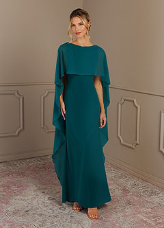 Azazie Dion Mother of the Bride Dresses Peacock Sheath Scoop Stretch Crepe Dress image1