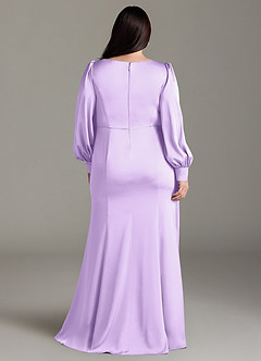 Azazie Raye Bridesmaid Dresses Lilac Mermaid Long Sleeve Stretch Satin Dress image8