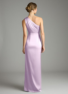 Azazie Emorie Bridesmaid Dresses Frosted Lilac Sheath One Shoulder Stretch Satin Dress image6