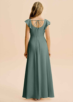 Azazie Bondi Junior Robe Trapèze en Satin extensible Fente Latérale Mousse De Mer image2