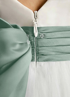 Azazie Sosie vestidos de niña de las flores Vestido Salvia Marfil Plateada de Tul de Línea A con Plisado image5