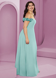 Barbie ♥ Azazie Brautjungfernkleider Wandelbar A-Linie Schulterfrei Chiffon Kleid Aqua image15