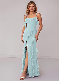 Azazie Malia Suknie dla druhen Osłona Marszczony Szyfon Do ziemi Sukienka image4