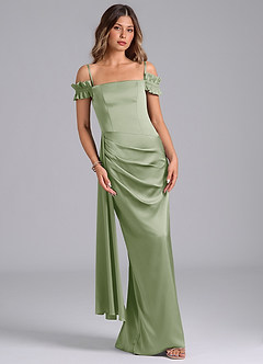 Azazie Kalysia Vestidos de damas de honor Vestido de Salvia Polvorienta de Satén Elástico de Corte Sirena Convertible con Vestidos sin tirantes image4