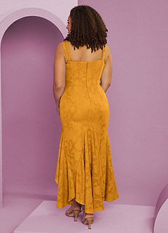 Barbie ♥ Azazie Bridesmaid Dresses Butterscotch Sheath Side Slit Floral Burnout Dress image11