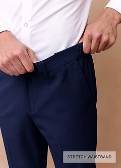front Savile Blue Wool Blend Dress Pants