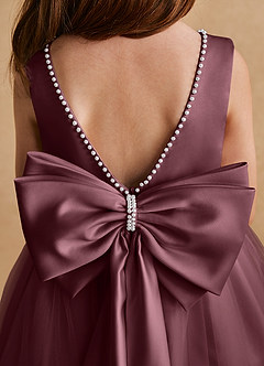 Azazie Cookie Flower Girl Dresses Sangria A-Line Bow Tulle Dress image6