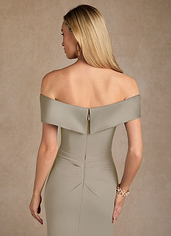 Azazie Laredo Mother of the Bride Dresses Taupe Mermaid Off the Shoulder Stretch Crepe Dress image8