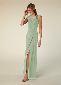 Azazie Libby Mother of the Bride Dresses Dusty Sage A-Line Scoop Sequins Chiffon Dress image3