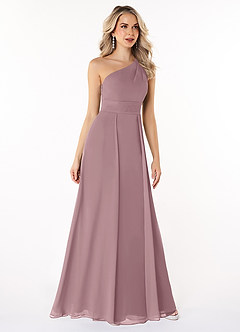 Azazie Dallas Bridesmaid Dresses Dusty Rose A-Line One Shoulder Chiffon Dress image3