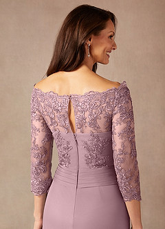 Azazie Rhonda Mother of the Bride Dresses Dusty Rose Mermaid Off the Shoulder Mesh Dress image8