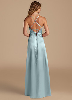 Azazie Mei Bridesmaid Dresses Mist A-Line Metallic Satin Dress image5