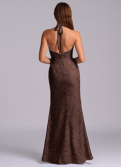 Azazie Valerie Vendita Finale Abito Sirena in Burnout Floreale Plissettato Burgundy image7