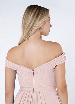 Azazie Audrianna Robes de demoiselle d'honneur Robe Trapèze Convertible en Mousseline de soie Schulterfrei gerafft Rose Pâle image6