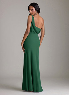 Azazie Madelyn Bridesmaid Dresses Dark Green Mermaid One Shoulder Chiffon Convertible Dress image10