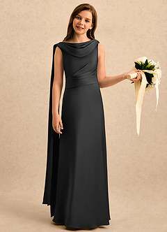 Azazie Sanah Girls Formal Flower Girl Klänningar Klänning A-Line i Stretch Satin Plisserad image3
