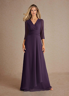 Azazie Mayfield Mother of the Bride Dresses Plum A-Line Pleated Chiffon Dress image6