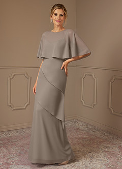 Azazie Bowie Mother of the Bride Dresses Taupe A-Line Chiffon Dress image1