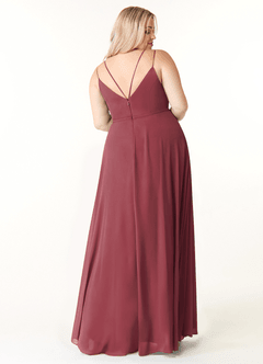 Azazie Janine Brautjungfernkleider A-Linie V-Hals Chiffon Kleid Merlot image7