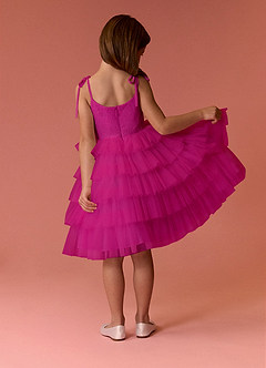 Barbie ♥ Azazie Flower Girl Dresses Fuchsia A-Line Spaghetti Strap Tulle Dress image9