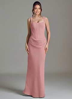 Azazie Niamh Bridesmaid Dresses Dusty Rose Mermaid Corset Chiffon Dress image3
